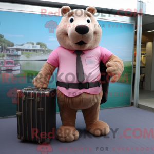 Pink Beaver mascottekostuum...