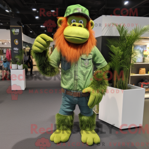 Grön orangutangmaskot drakt...