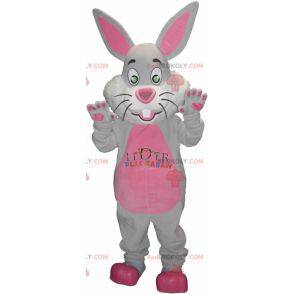 Gray and pink rabbit mascot with big ears - Redbrokoly.com