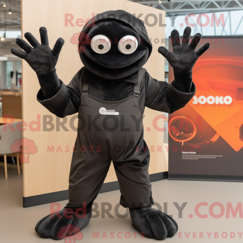 Fantasia de mascote de caranguejo preto com macacão e luvas - Mascotes caranguejo - REBROKO_221480 - RedBrokoly.com