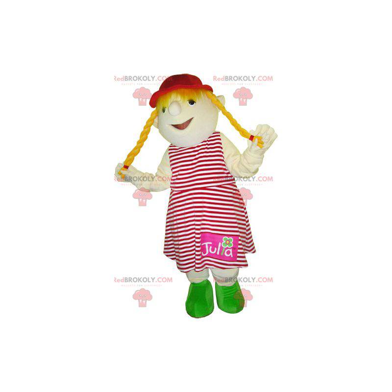 Mascot little blonde girl. Child mascot - Redbrokoly.com