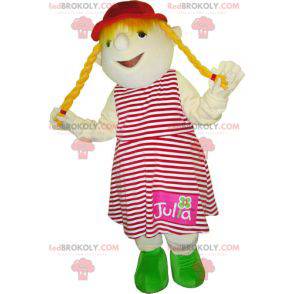 Maskot lille blond pige. Børnemaskot - Redbrokoly.com