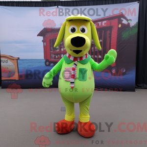 Lime Green Hot Dogs maskot...