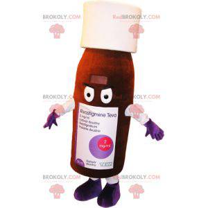 Mascotte de flacon marron et blanc. Mascotte de lotion -