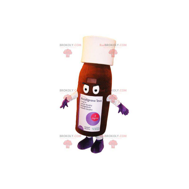 Mascotte de flacon marron et blanc. Mascotte de lotion -