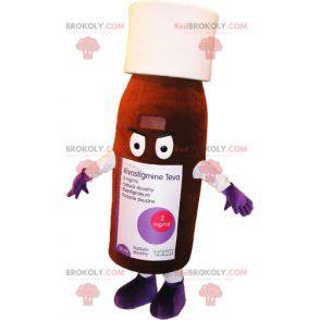 Mascotte de flacon marron et blanc. Mascotte de lotion -