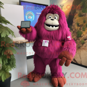Magenta Sasquatch maskot...