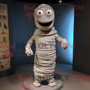 Grå mamma-maskotdraktfigur...