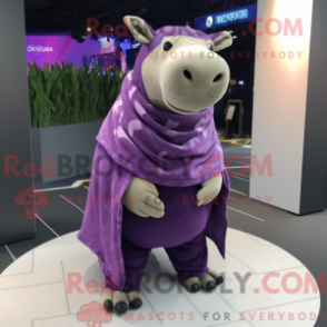 Fantasia de mascote de anta roxa com casaco e cachecóis - Mascotes Tapir - REBROKO_221643 - RedBrokoly.com
