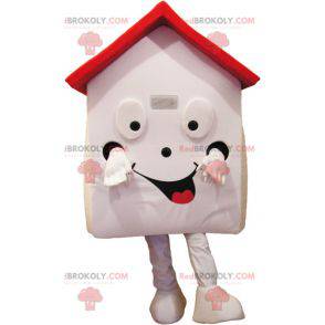 Very smiling white and red house mascot - Redbrokoly.com