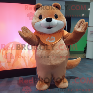 Peach Otter mascottekostuum...
