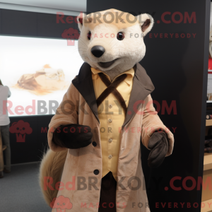 Beige Marten mascot costume...