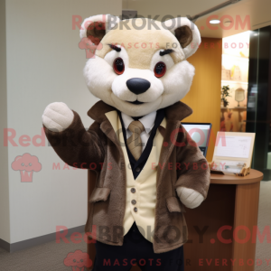 Beige Marten mascot costume...