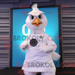 Hvid Quail maskot kostume...