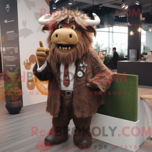Brun Yak maskot kostume...