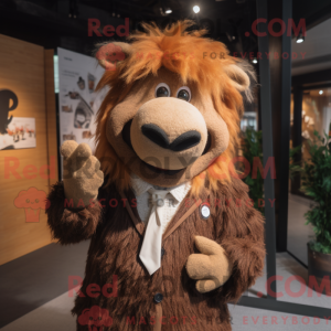 Brun Yak maskot kostume...
