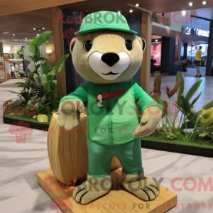 Green Ferret mascot costume...