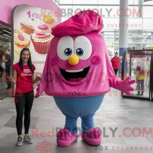 Magenta Cupcake Maskottchen...