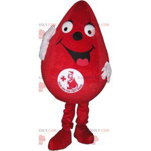 Mascota gigante gota roja. Mascota para donación de sangre -