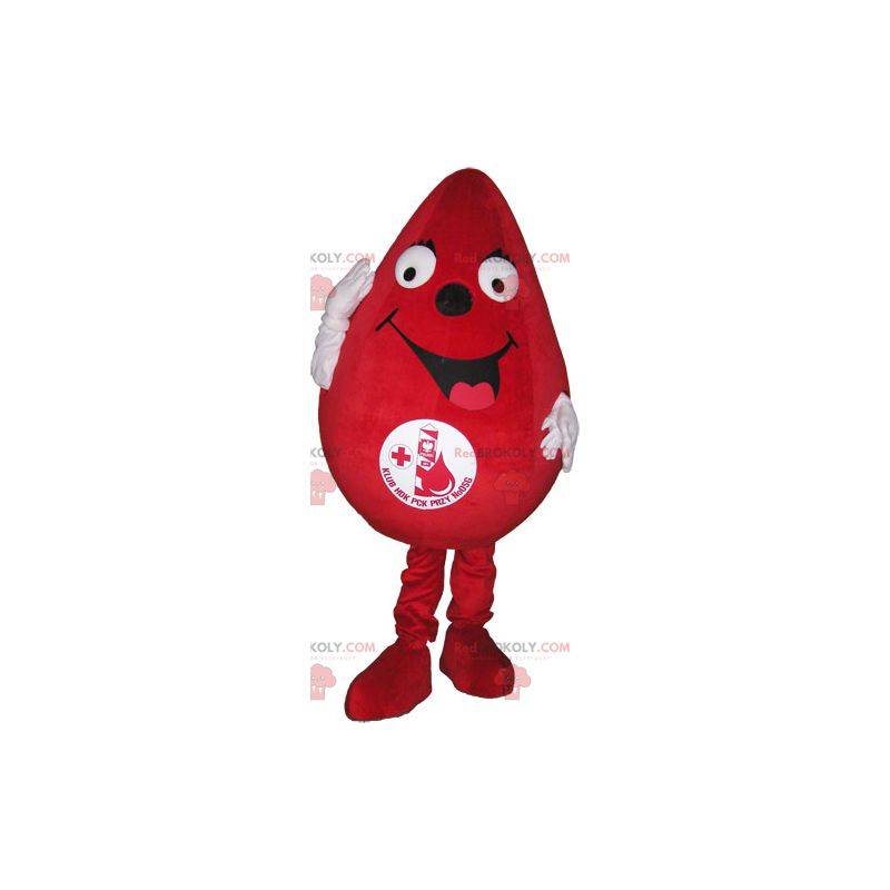 Mascota gigante gota roja. Mascota para donación de sangre -