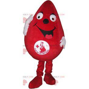 Mascota gigante gota roja. Mascota para donación de sangre -