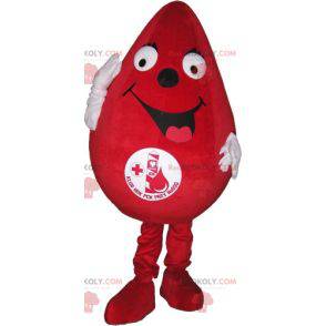 Mascotte de goutte rouge géante. Mascotte pour le don du sang -