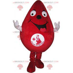 Mascote gigante da gota vermelha. Mascote para doação de sangue