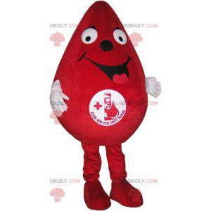 Mascota gigante gota roja. Mascota para donación de sangre -