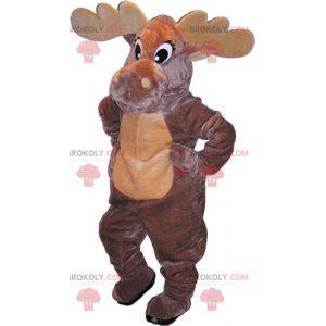 Graues und beige Karibu Elch Hirsch Maskottchen. Riesiges