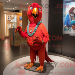 Röd papegøye maskot drakt...