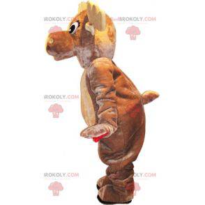 Mascote de veado alce cinza e bege. Rena gigante -
