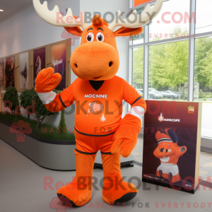 Orange Moose maskot kostume...