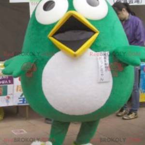 Mascot stor sjov grøn og hvid fugl - Redbrokoly.com