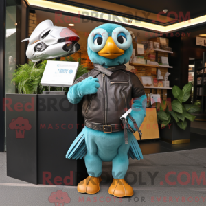 Teal Pigeon maskot kostume...