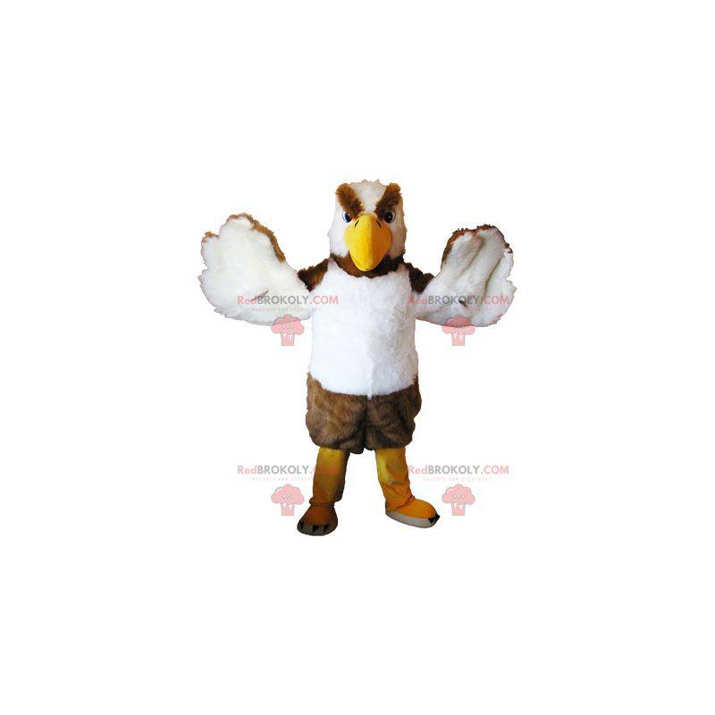 Mascotte d'aigle blanc et marron à l'air méchant -