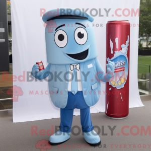 Sky Blue Soda Can maskot...