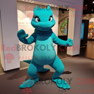 Postava maskota Teal Lizard...