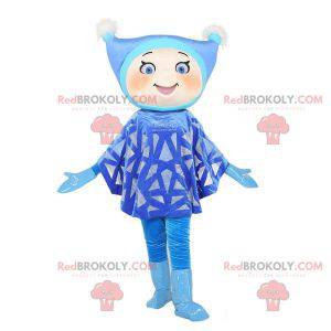 Meisje mascotte gekleed in blauw met een pet - Redbrokoly.com