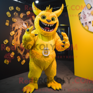 Yellow Demon mascot costume...