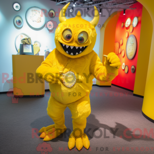 Gul Demon Maskot Drakt...