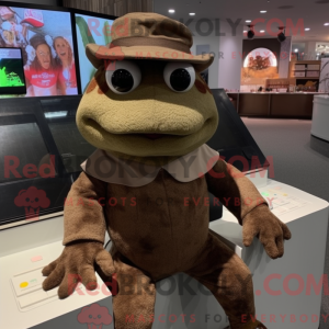 Brun frø maskot kostume...