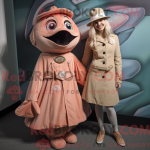 Beige Salmon mascot costume...