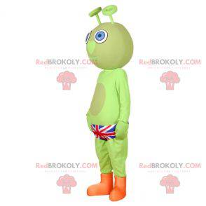 Grøn udenjordisk maskot med en UK-slip - Redbrokoly.com