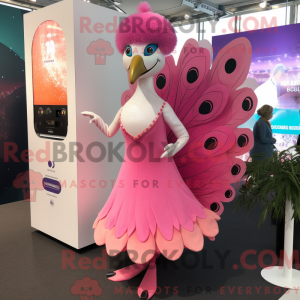 Pink Peacock mascot costume...