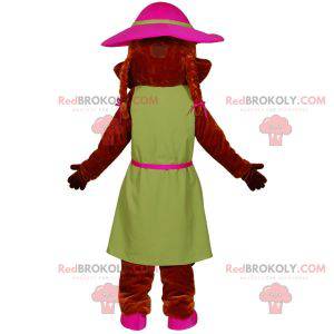 Bever mascotte gekleed in een jurk met een hoed - Redbrokoly.com