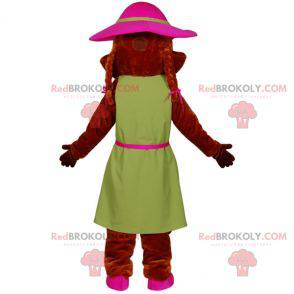 Mascote do castor com vestido e chapéu - Redbrokoly.com