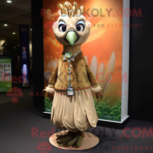 Tan Peacock maskot kostume...