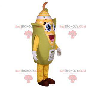 Giant corn ear mascot with blue eyes - Redbrokoly.com