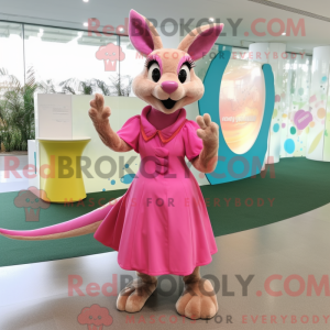 Pink kænguru maskot kostume...