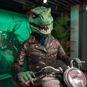 Grøn Allosaurus maskot...